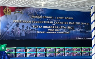 MAKAN BERGIZI & BAKTI SOSIAL DALAM RANGKA PEMBINAAN PEMBENTUKAN KARAKTER MARITIM & SURYA BHASKARA DI MAKO LANTAMAL VI MAKASSAR