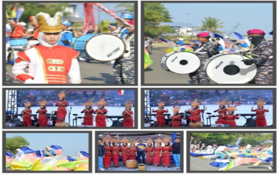 Marching Band dan Tari Toraja SMA Hang Tuah Makassar Pukau Pengunjung Lomba Renang Laut Bebas Danlantamal VI Cup 2023